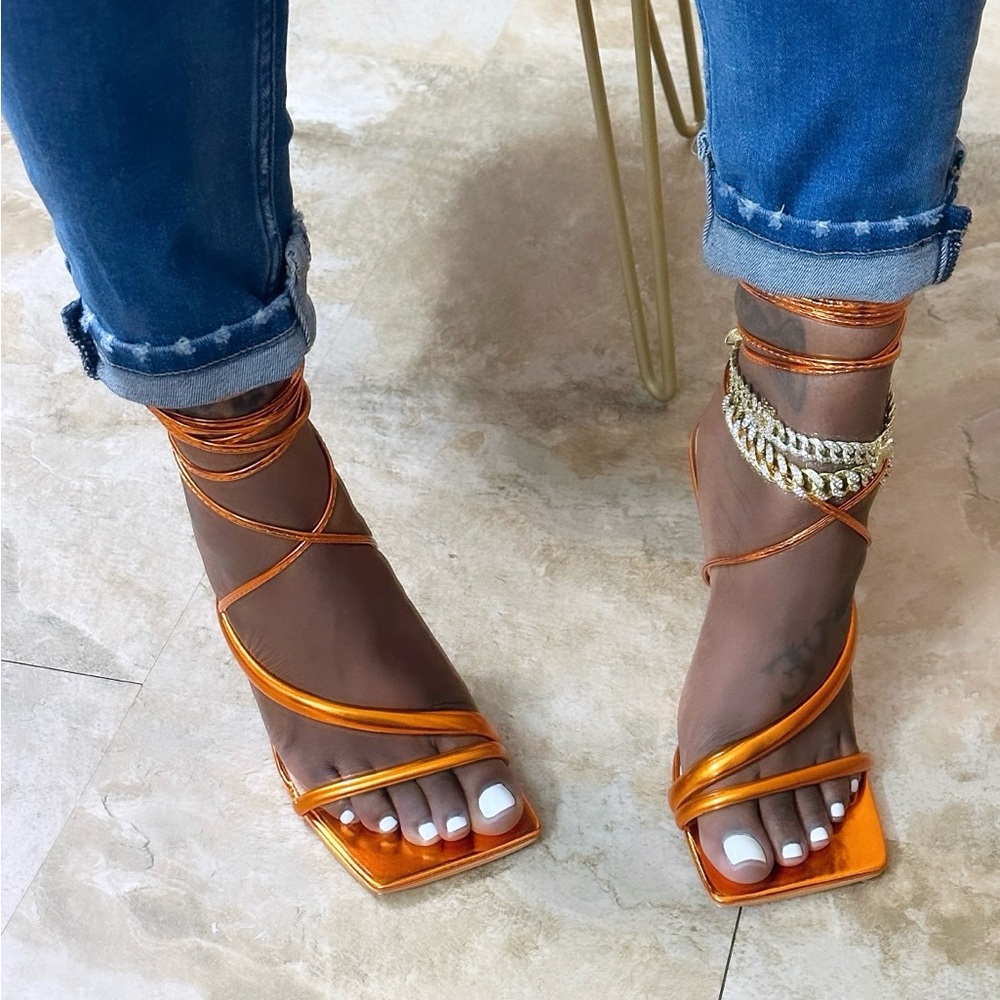 Elegant Orange Strappy Heels